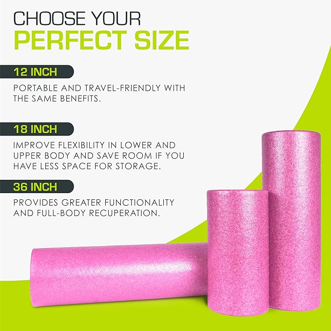 ProsourceFit High Density Foam Rollers 12 - inches Long, Firm Full Body Athletic Massage Tool for Back Stretching, Yoga, Pilates, Post Workout Muscle Recuperation, Black/Blue - Bloomnest
