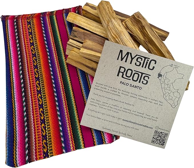 Palo Santo Smudging Sticks 100g, Palo Santo Wood Sticks from Peru (9–12 Pieces), Bursera graveolens, SERFOR-Certified Sustainable Harvest, Textile Gift Bag Bloomnest