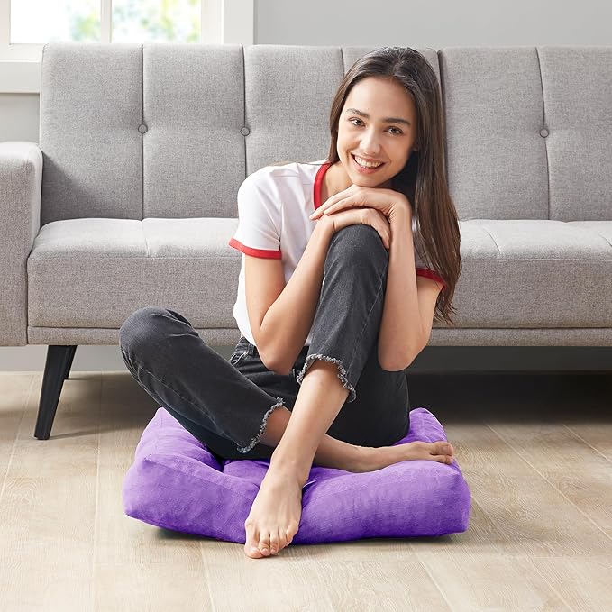 Degrees of Comfort Floor Cushion 22: Square Purple 22x22x4 Gusset Square-1PK - Bloomnest
