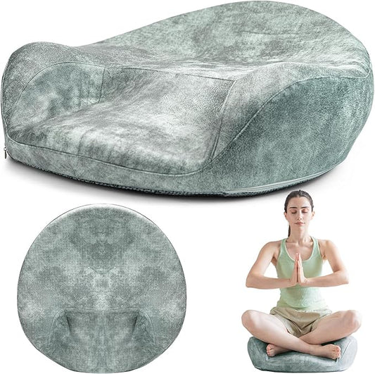 Meditation Cushion - Meditation Floor Pillow with Washable Cover for Adults Sitting, Reading, Yoga - Memory Foam Material, Ergonomic Design, 23.6 Inch
