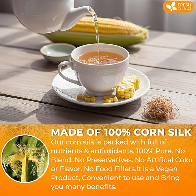 FreshDrinkUS, Dried Corn Silk 20oz | Premium Whole Corn Silk for Tea & Herbal Infusions | Naturally Air-Dried, Non-GMO, Caffeine-Free | Perfect for Daily Herbal Tea, DIY Blends & Natural Brewing - Bloomnest