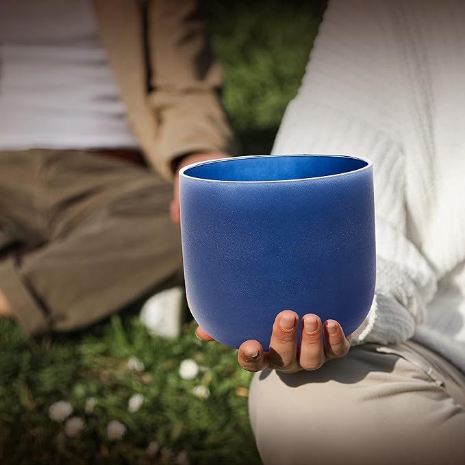 ALIOTH 7" Indigo A Note Crystal Singing Bowl Third Eye Chakra Sound Therapy with Suede Mallet - Bloomnest