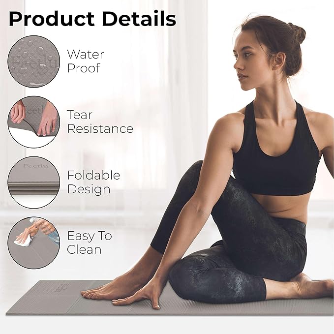 Foldable Yoga Mat, 6mm Thick, Lightweight, Anti-Slip, and Easy to Store – Perfect for Travel, Yoga, Pilates, Home Workouts, and Floor Exercises - Bloomnest