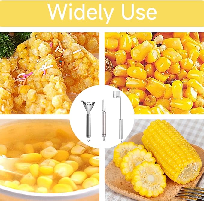 3 Pcs Corn Tool Set – Upgraded Corn Peeler for Corn on the Cob,Corn Holder, Corn Cob Stripper Tool,Multi-Use Corn Cob Stripper Tool for Home Kitchen, Outdoor Barbecues & Camping - Bloomnest
