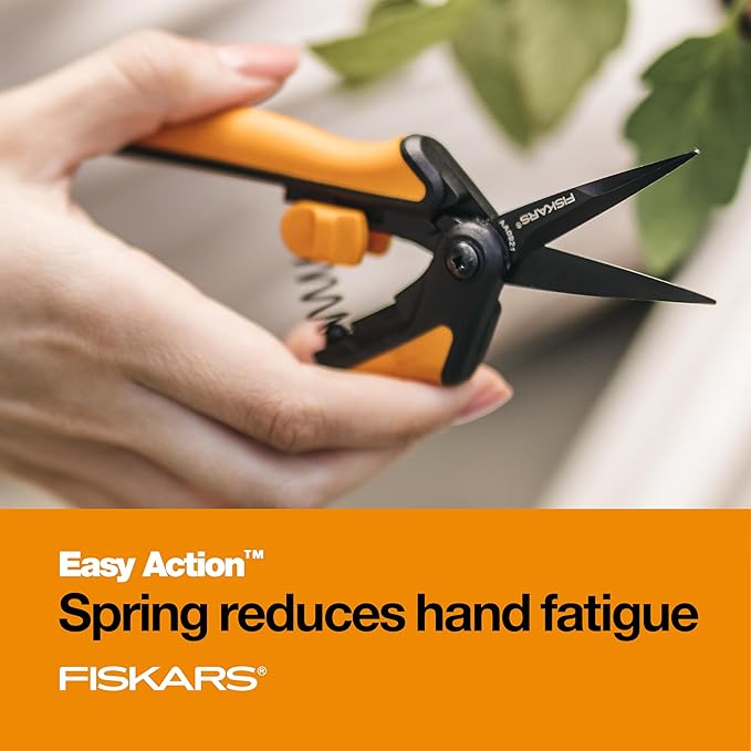 Fiskars Pruning Snips - 6" Garden Shears with Comfort Grip and Spring Action - Sharp and Precise Non-Stick Steel Blades - Quality Pruning Shears for Plants in Grow Tents and Hydroponics - 2 Pack - Bloomnest