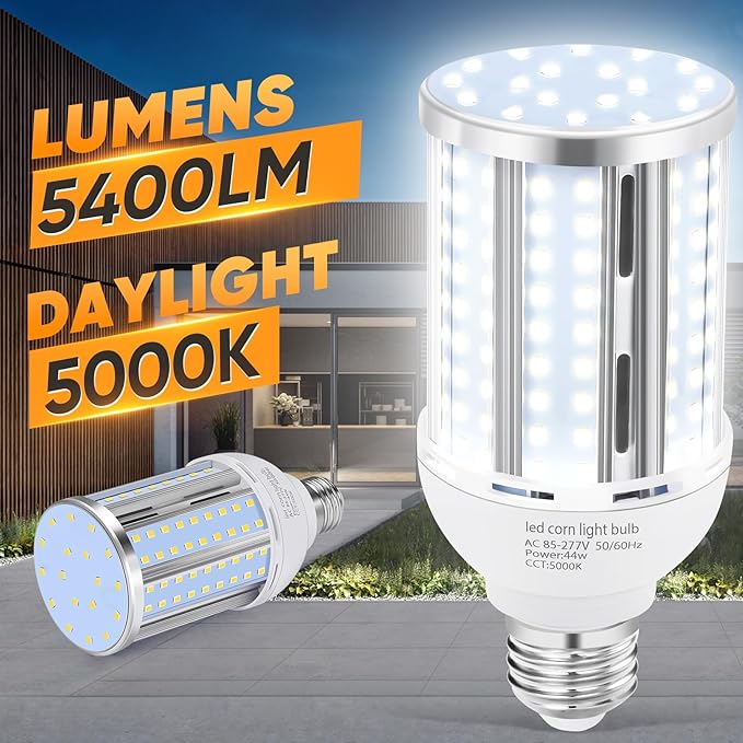 44W LED Corn Light Bulb(6 Pack),Fanless,(390 Watt Equivalent) E26/E39 Medium/Large Mogul Base LED Cob Lamp 5000K Daylight 5,900LM for Outdoor Indoor Garage Warehouse Factory Workshop Street Backyard - Bloomnest