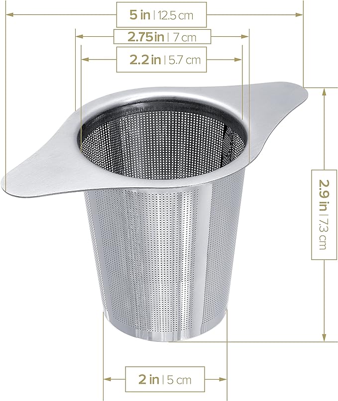 Teabloom Universal Loose Tea Infuser with Dual-Purpose Lid/Dish – Fits Cups, Mugs, Teapots – Tea Connoisseur's Choice – Steep Tea or Coffee