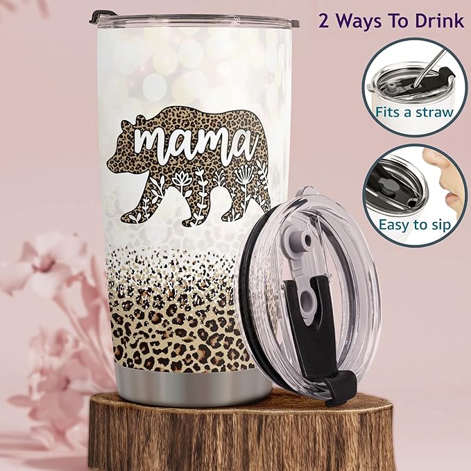 Macorner Mothers Day, Birthday Gifts for Mom Nana From Daughter Son - Christmas Gifts For Women Grandma - Stainless Steel Bear Tumbler 20oz - Bloomnest