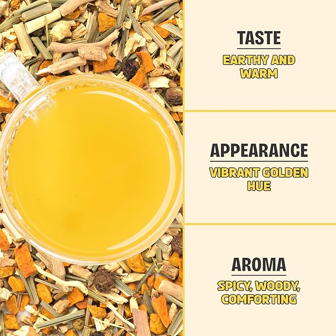 BREWIX, Turmeric Ashwagandha Herbal Tea Loose Leaf (100+ Cups, 7.05oz/200g) Real Ingredients From India, Caffeine Free & Naturally Gluten Free - Bloomnest