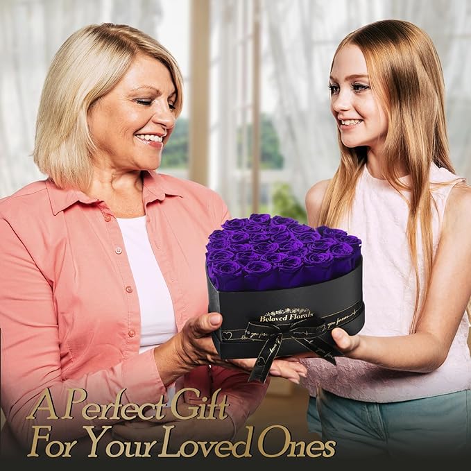 27 Preserved Flowers Rose Birthday Gifts for Women Her Mom Wife Girlfriend Grandma on Valentines Mothers Day Christmas Anniversary Romantic(Purple) - Bloomnest