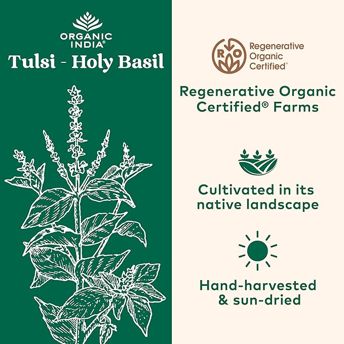 Organic India Tulsi Original Loose Leaf Herbal Tea - Immune Support, Vegan, Gluten-Free, Kosher, USDA Certified Organic, Non-GMO, Caffeine-Free, Healthy Stress-Relief & Uplift Mood - 1 lb Bag - Bloomnest