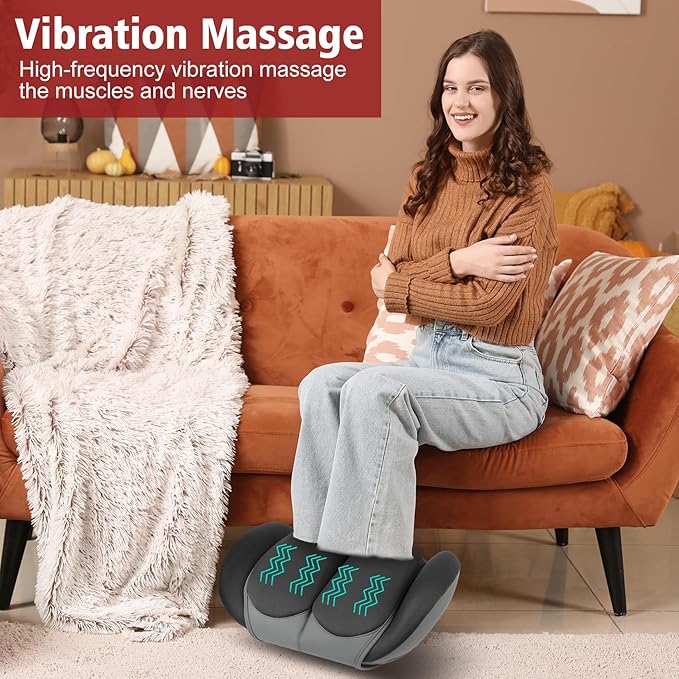 Shiatsu Foot and Calf Massager with Heat, Vibrating Massage Machine for Plantar Fasciitis, Neuropathy, Blood Circulation, Thigh Leg Muscle Tension, Deep Tissue Massager, Fathers Day Dad Gifts - Bloomnest
