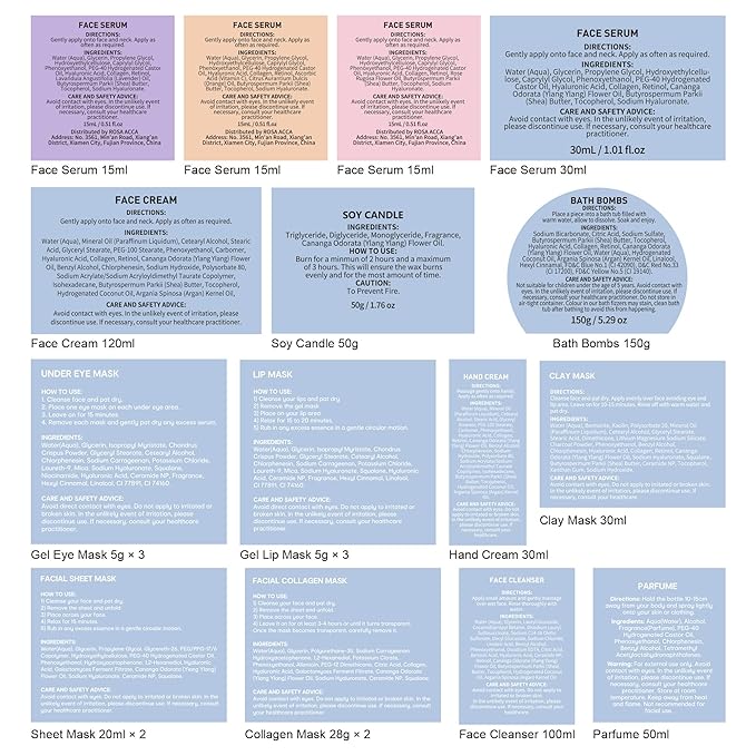 Valentines Day Gifts for Women, 33 Pcs Bath & Body Spa Gift Set, Hydrating Skin Care Set, Ylang Essential Oil Sheet Mask, Leather Bag, Face Serum, Mother Day, Birthday, Christmas