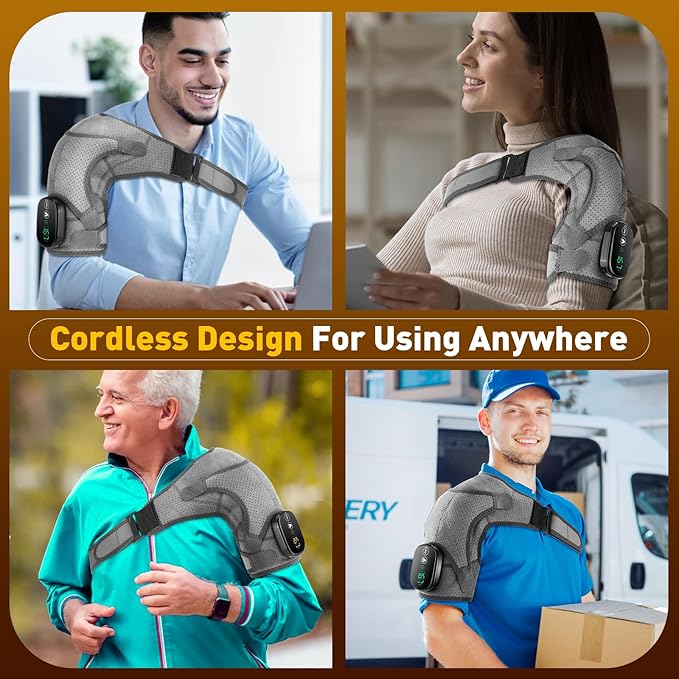 Shoulder Heating Pad, Shoulder Massager for Pain Relief Deep Tissue, Heated Shoulder Brace Wrap for Men Women, Rotator Cuff Heating Pad for Pain Relief - Bloomnest