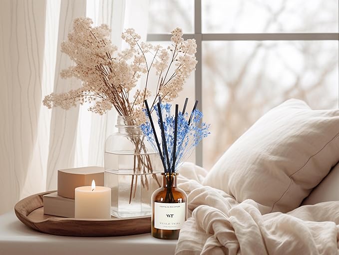 WEALD TRIBE Flower Reed Diffuser Set Ocean Mist & Sea Salt Scent for Bathroom Air Fresheners | 4.0 fl oz Essential Oils with Sticks Home Fragrance Defusers | House Bedroom Office Shelf Decor & Gift - Bloomnest