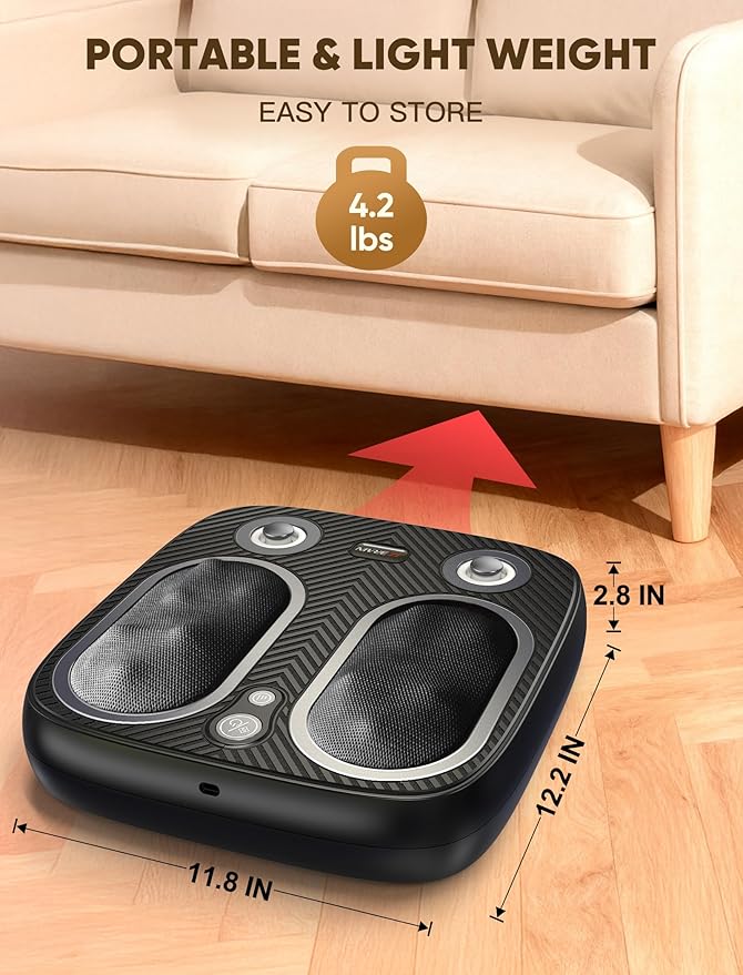 Shiatsu Foot Massager with Heat & Vibration ：Deep Kneading Foot Massager for Plantar Fasciitis, Neuropathy, Circulation, Electric Feet Massager Machine for Women Men, Relax for Home Office Use - Bloomnest