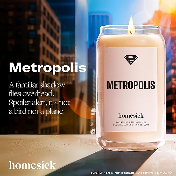 Homesick Scented Candles for Home (Metropolis) - 13.75 oz Long-Lasting Soy Wax Jar Candle for Women & Men for All Occasions, 60-80 Hours Burn Time - Notes of Bergamot, Amber, Tonka & Musk - Bloomnest