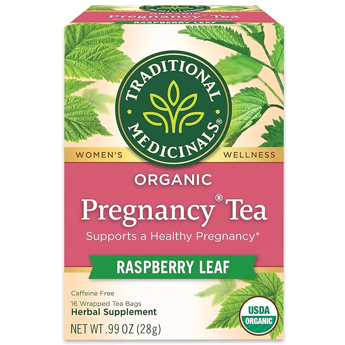 Traditional Medicinals Tea, Organic Pregnancy Tea, Supports a Healthy Pregnancy, Raspberry Leaf and Spearmint, 16 Tea Bags - Bloomnest