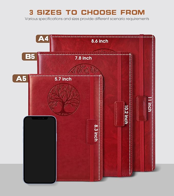 Lined Journal Notebook for Women Men,256 Pages B5 Large Hardcover Leather Journals for Writing,Travel,Business,Work & School,College Ruled Notebooks for Note Taking,Diary Notepad 7.8"×10.2" - Bloomnest