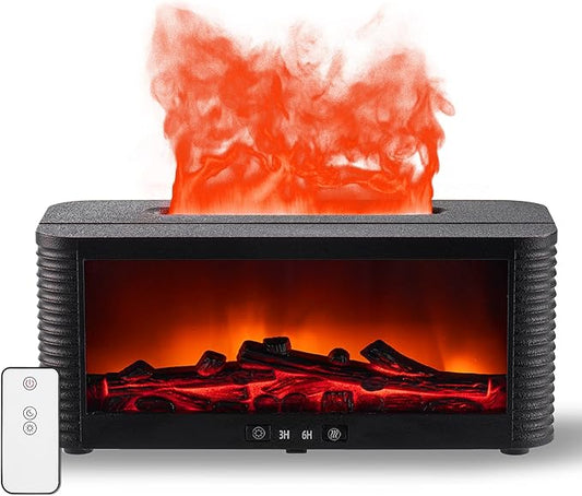 2026 Upgraded 9 Color Flame Fireplace Aroma Essential Oil Diffuser,250ml USB Desktop Noiseless Cool Mist Humidifier with Timer Auto-Off Protection for Home,Office, Gift (Black) - Bloomnest