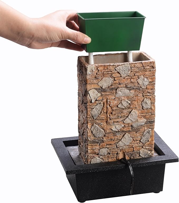 Kalona Tabletop Waterfall Fountain, Zen Fountain for Home Office Decor with LED Lights, Relaxing Indoor Water Feature with Realistic Stone Look for Meditation(23111) - Bloomnest