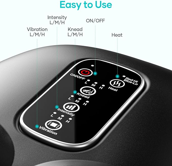 New Shiatsu Foot Massager with Heat, Vibration,Rolling Compression Feet Massager Machine, 3-Level Adjustable, Full Wrap & Knead, Easy to Use for Daily Relaxation, Pain Relief, Portable for Family - Bloomnest