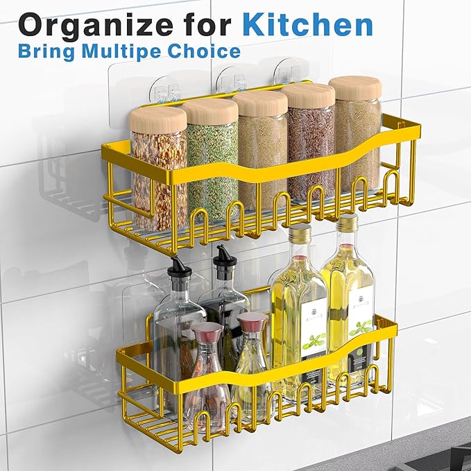 EUDELE Shower Caddy 2 Pack, Adhesive Organizer for Bathroom Storage, Home Decor & Kitchen, No Drilling, Rustproof Stainless Steel Shelf, Bathroom Decor Sets - Bloomnest