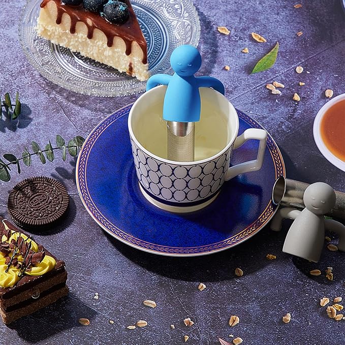 Hicarer 2 Pieces Tea Infuser for Loose Tea Cute Fine Mesh Tea Strainer Stainless Steel Tea Filter Ball Tea Diffuser Steeper for Teacups Teapots (Blue,Purple)