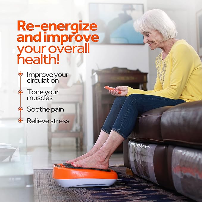 Power Legs Electric Foot Massager Machine with Remote Control, Adjustable Speed, Vibration - Calf Massager - Feet Massager for Neuropathy Pain Relief, Plantar Fasciitis, Leg Blood Circulation (Orange) - Bloomnest
