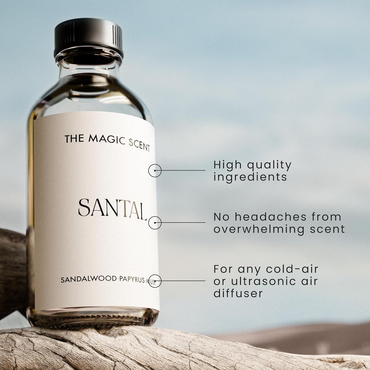 The Magic Scent Santal Fragrance Oil - Diffuser Oil Scent - Santal Aroma Diffuser Oils - Luxury Scents for Home - Sandalwood Oil - 8.5 fl oz, 250 mL