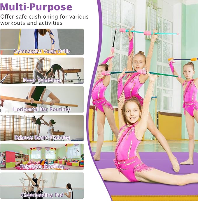 Giantex 4' x 4' Folding Gymnastics Mat with Carry Handles, Bio-Folding Tumbling Mat for Kids & Cheerleading - Bloomnest