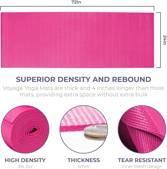 Sunshine Yoga Voyage Yoga Mat, 6 Pack, 72" x 24" Professional Studio and Gym Bulk Yoga Mats, 5mm Thick, Durable, Anti-Tear, Non Slip Fitness and Exercise Mats - Bloomnest