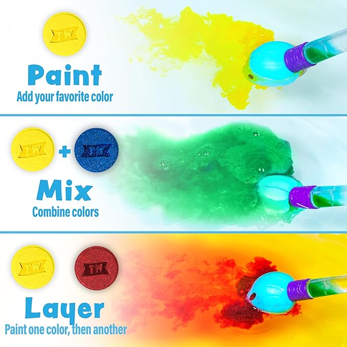 Tub Works® Bath Color Brush™ Kids Bath Bomb Set | Nontoxic & Fragrance-Free | Use Brush to Paint Water with Vibrant, Fizzing Colors | Fun BathBombs for Kids Bath | Creative Bathtub Toys for Toddlers - Bloomnest