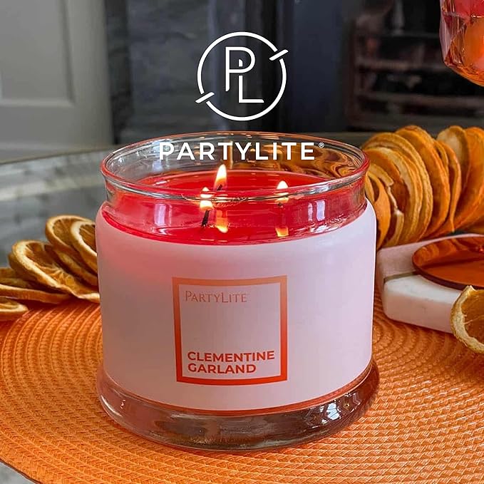 PartyLite 3-Wick Jar Candle, Highly Fragranced Clean Burning Glass Candle, 25-45 Hours Burn Time (Clementine Garland) - Bloomnest