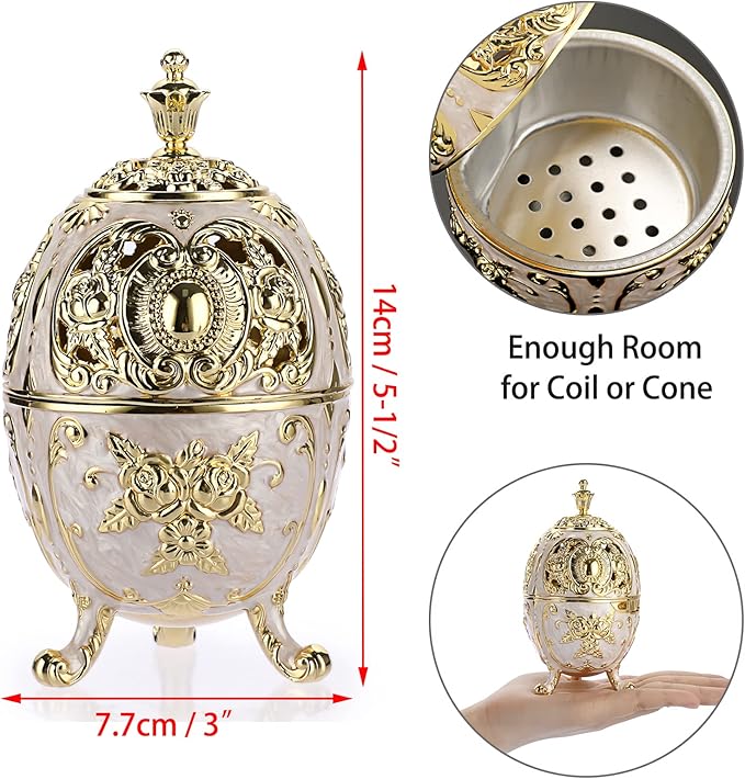 JUXYES Vintage Incense Burner Holder with Removable Ash Catchers, Metal Censer Antique Cone Coil Incense Burner Holder Zinc Alloy Spiritual Aromatherapy Yoga Meditation Gifts Retro Home Decoration - Bloomnest