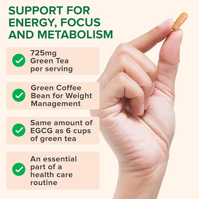 Zenwise Health Green Tea Extract Capsules for Men & Women - EGCG Supplement with Green Coffee Bean Extract Boosts Energy & Memory - Immune Support for Skin, Brain & Hearth Health - Vegan - 120 Count - Bloomnest