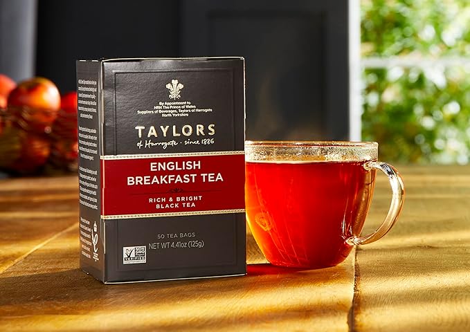 Taylors of Harrogate English Breakfast, Black Tea, Pillow Tea Bags, 50 Count (Pack of 6), Rich, Bright & Malty, Caffeinated, Enjoy Hot or Iced, 300 Teabags Total - Bloomnest