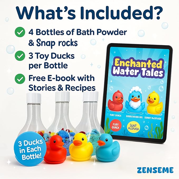 Bath Bombs for Boys with Mini Toy Ducks Inside – Kids Bath Bombs Powder - Bubble Bath for Kids – Bathtime Experiment Kit Mix - Blast of Foam & Colour Surprise – Gift Set of 4 - Bloomnest