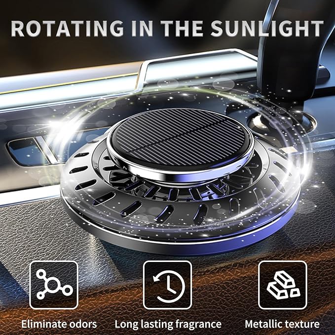 Kwak's Car Air Freshener,Rotating Solar Aromatherapy Essential Oil Diffuser Scent Car Decoration Automotive Interior Accessories (Black) - Bloomnest