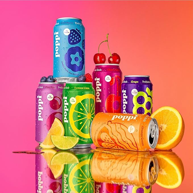 Poppi Sparkling Prebiotic Soda Beverage with Apple Cider Vinegar, Seltzer Water and Fruit Juice, Crowd Pleasers Variety Pack, 12 Fl Oz, Pack of 12, Packaging May Vary - Bloomnest