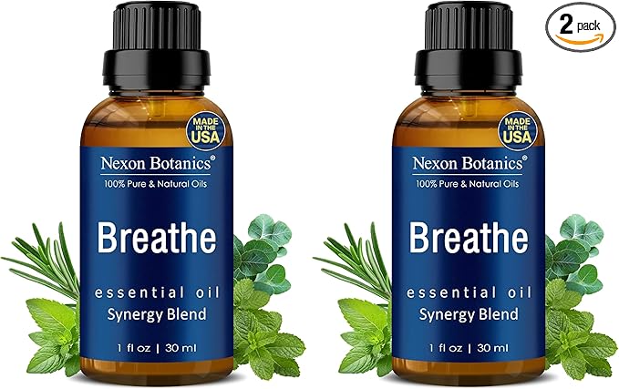 Breathe Essential Oil Blend 30 ml - Breath Sinus Relief with Menthol Oils - for Humidifiers, Diffusers, and Aromatherapy - Nexon Botanics (Pack of 2) NexonBotanics