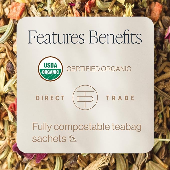 Rishi Tea Valerian Dream Herbal Tea - Organic Sachet Bags, Caffeine Free, Calming Botanical Blend with Valerian Root - 15 Count (Pack of 6) - Bloomnest