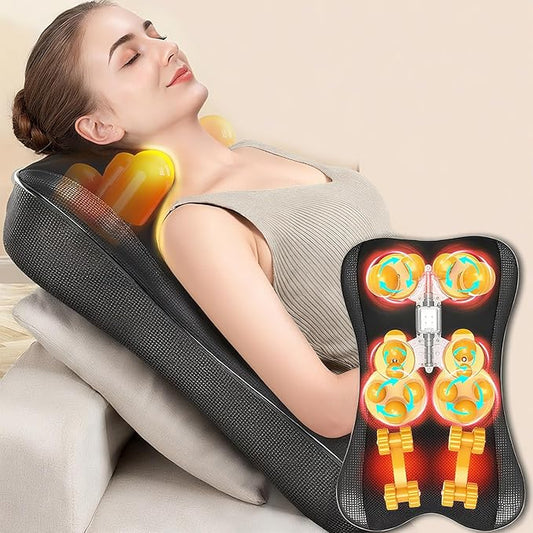 Back Massager with Heat, Shiatsu Neck and Back Massager for Pain Relief Deep Tissue, 3D Deep Kneading Cushion Massage for Neck Shoulder Legs, Suitable for Office and Home, Gifts for Men Women - Bloomnest