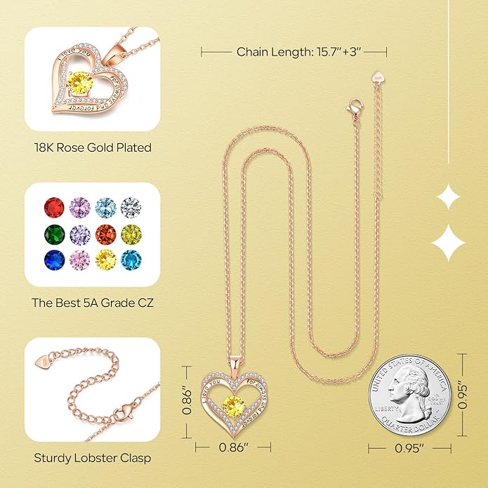 18K Rose Gold Necklaces for Women Birthday Gifts for Women Jewelry for Women Birthday Gifts for Wife Girlfriend Daughter Wife Birthday Gifts for Anniversary Mothers Day Christmas Valentines Gifts - Bloomnest