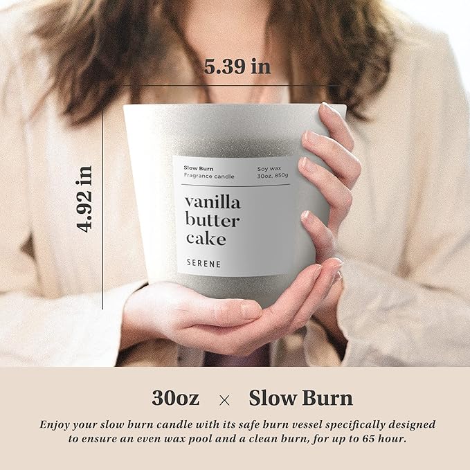 Candles for Home Scented, Big Candles Vanilla Butter Cake Scented, 30oz Natural Soy Wax, 3 Wicks Huge Candle, 100h Long Lasting,Non Toxic,Clean Burn Aromatherapy Candle for Home Fragrance - Bloomnest
