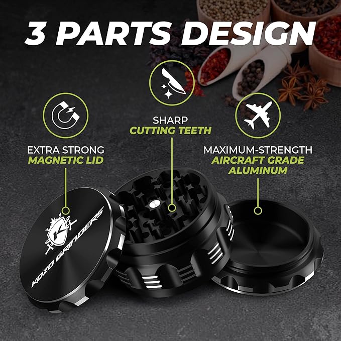 2.5 Inch Grinder Mills, Aluminum (Black) - Bloomnest