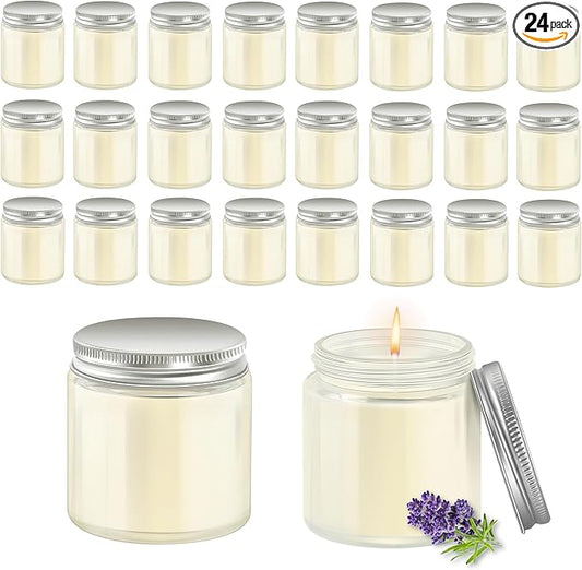 ACITHGL 24 Pcs 4oz Mini Mason Jar Candles Small Lavender Scented Candles Bulk Aromatherapy Ideal Souvenir Favors for Wedding Birthday Party (Silver, 24) - Bloomnest