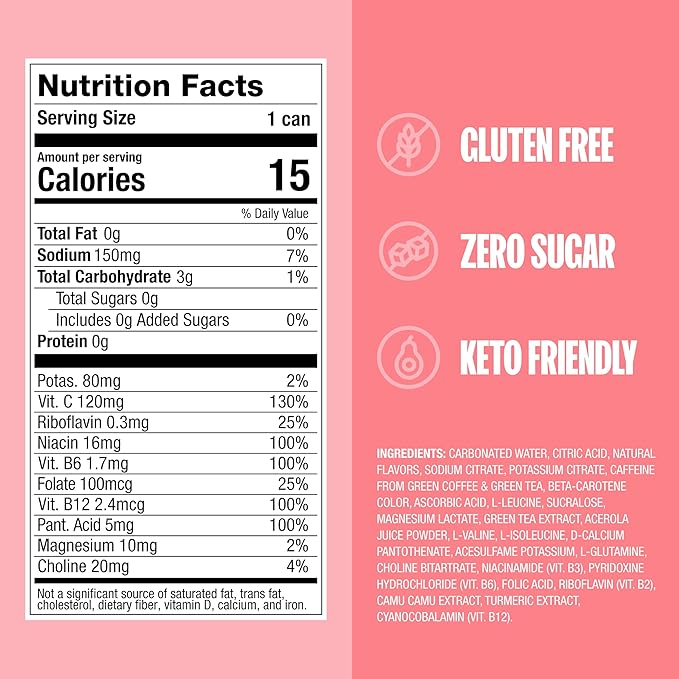 ZOA Zero Sugar Energy Drinks, White Peach - Sugar Free with Electrolytes, Healthy Vitamin C, Amino Acids, Essential B-Vitamins, and Caffeine from Green Tea - 16 Fl Oz (12-Pack) - Bloomnest