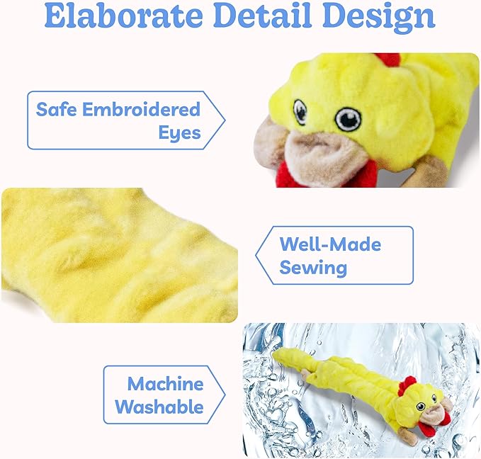 SHARLOVY Dog Squeaky Toys 5 Pack, Bubble Plush Puppy Teething Pet Toys, Crinkle No Stuffing Animals Dog Toy, Doggies Chew for Large Small Medium Breeds - Bloomnest