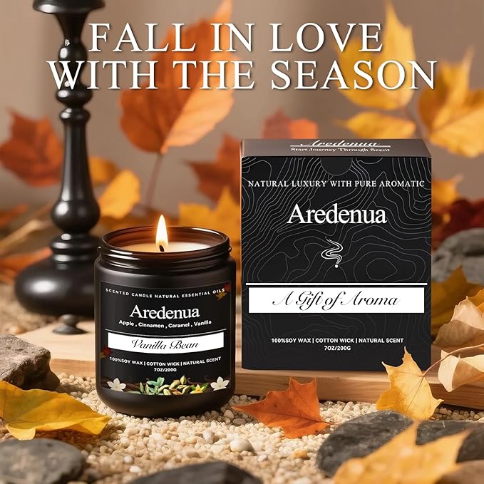 Odor Eliminating Candles | Vanilla Bean Scented Soy Candle for Home, Air Freshening & Cozy Vanilla Scent, Relaxing Home Scented Candles, Cozy Winter Candle Gift for Women & Men - Bloomnest